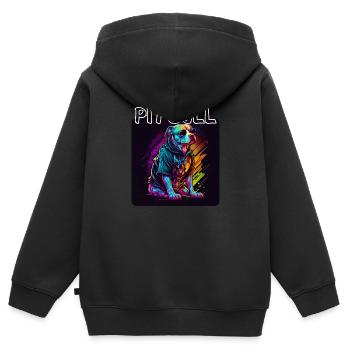 Style graffiti - Cool Pitbull 4 - Sweat Premium à capuche zippé enfant bio - noir - Dos - AI Model Kid Male (0cm)