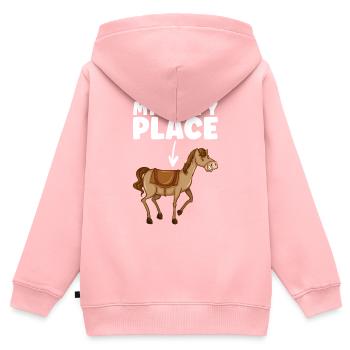 Mon cheval Happy Place - Sweat Premium à capuche zippé enfant bio - rose - Dos - AI Model Kid Female (0cm)