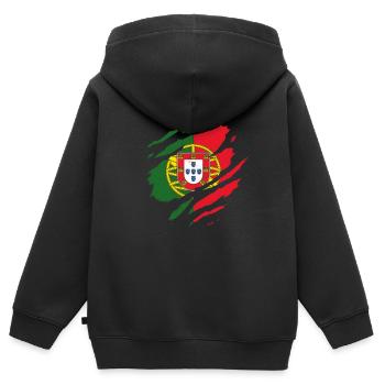 PORTUGIESISCHE FLAGGE PORTUGUESA FAHNE PORTUGAL - Kinder Premium Organic Zip Hoodie - Schwarz - Hinten - AI Model Kid Male (0cm)
