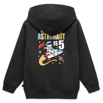 Space Birthday 5 Astronaut Planeten Raketenschiff - Kinder Premium Organic Zip Hoodie - Schwarz - Hinten - AI Model Kid Male (0cm)