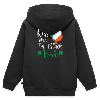 St. Patricks Day Afro Afrikanischer Stolz Küss - Kinder Premium Organic Zip Hoodie - Schwarz - Hinten - AI Model Kid Male (0cm)