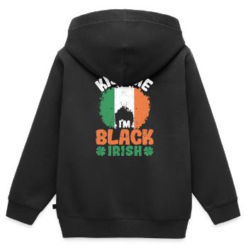 Kiss Me I'm Black Irish St Patricks Day Afro - Kinder Premium Organic Zip Hoodie - Schwarz - Hinten - AI Model Kid Male (0cm)