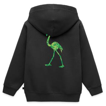 Niedlicher Flamingo Kleeblätter irischer St. Pat - Kinder Premium Organic Zip Hoodie - Schwarz - Hinten - AI Model Kid Male (0cm)