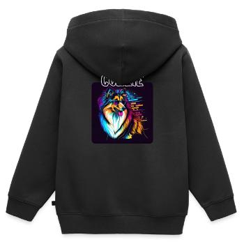 Style graffiti - Cooler Collie 1 - Sweat Premium à capuche zippé enfant bio - noir - Dos - AI Model Kid Male (0cm)
