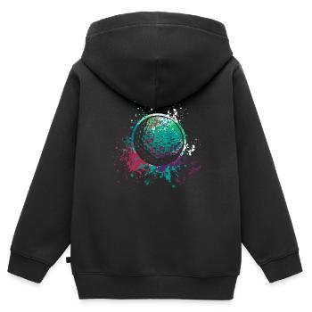 Splash Art Golf Balle de golf - Sweat Premium à capuche zippé enfant bio - noir - Dos - AI Model Kid Male (0cm)