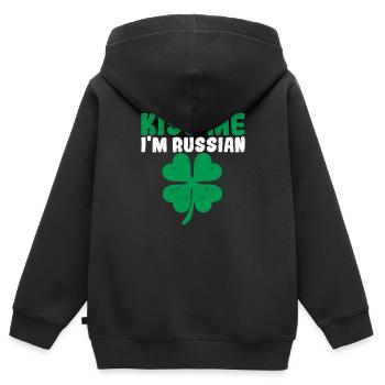 Kiss Me I'm Russian Irish St Patricks Day Trinken - Kinder Premium Organic Zip Hoodie - Schwarz - Hinten - AI Model Kid Male (0cm)
