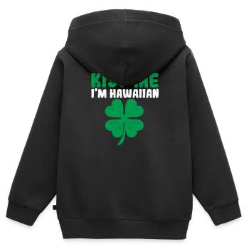 Kiss Me I'm Hawaiian Irish St Patricks Day Trinken - Kinder Premium Organic Zip Hoodie - Schwarz - Hinten - AI Model Kid Male (0cm)