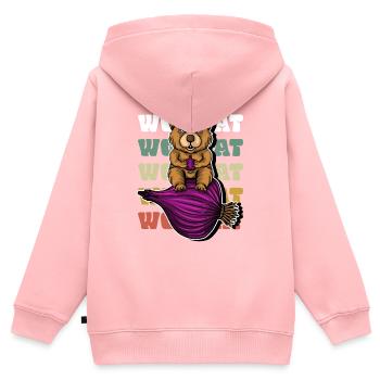 Wombat Onion - Wombat-Zwiebel - Kinder Premium Organic Zip Hoodie - Rosa - Hinten - AI Model Kid Female (0cm)