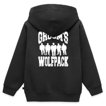 Groom's Wolfpack Retro Funny Bachelor Party - Kinder Premium Organic Zip Hoodie - Schwarz - Hinten - AI Model Kid Male (0cm)