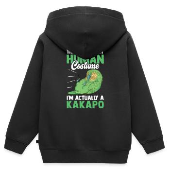 Kakapo juste un costume sans vol kakapo - Sweat Premium à capuche zippé enfant bio - noir - Dos - AI Model Kid Male (0cm)