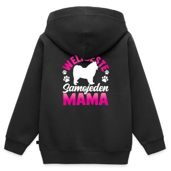 Weltbeste Samojede Mama Samojedenspitz - Kinder Premium Organic Zip Hoodie - Schwarz - Hinten - AI Model Kid Male (0cm)
