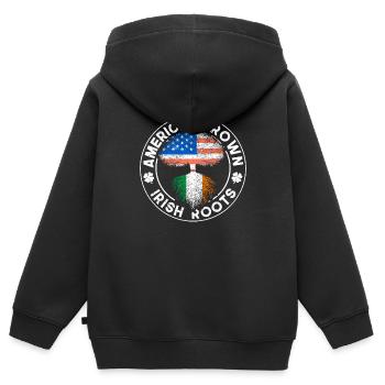 Amerikanisch Gewachsen Irische Wurzeln USA Irland - Kinder Premium Organic Zip Hoodie - Schwarz - Hinten - AI Model Kid Male (0cm)