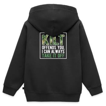 Quand mon kilt t’offense drôle de Saint-Patrick - Sweat Premium à capuche zippé enfant bio - noir - Dos - AI Model Kid Male (0cm)
