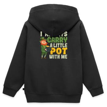 Irischer St. Patricks Day Ich trage immer einen - Kinder Premium Organic Zip Hoodie - Schwarz - Hinten - AI Model Kid Male (0cm)