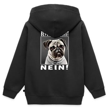 Bevor du fragst nein Hund - Kinder Premium Organic Zip Hoodie - Schwarz - Hinten - AI Model Kid Male (0cm)