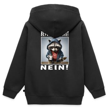 Bevor du fragst nein Waschbär - Kinder Premium Organic Zip Hoodie - Schwarz - Hinten - AI Model Kid Male (0cm)