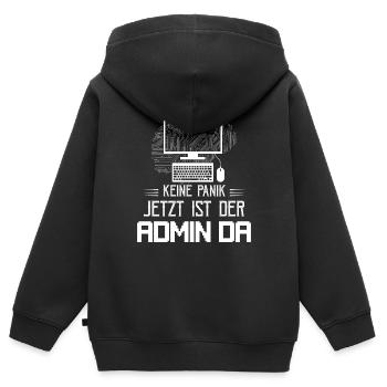 Keine Panik Jetzt ist der Admin da It Programmiere - Kinder Premium Organic Zip Hoodie - Schwarz - Hinten - AI Model Kid Male (0cm)