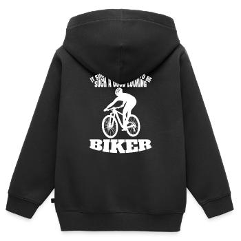 Fahrrad Radeln Mountainbike Fahrradtour Radfahren - Kinder Premium Organic Zip Hoodie - Schwarz - Hinten - AI Model Kid Male (0cm)