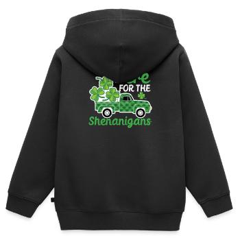 Leprechaun Truck St Patricks Day Hier für die - Kinder Premium Organic Zip Hoodie - Schwarz - Hinten - AI Model Kid Male (0cm)