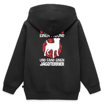 Fand einen Jagdterrier Deutscher Jagdhund - Kinder Premium Organic Zip Hoodie - Schwarz - Hinten - AI Model Kid Male (0cm)