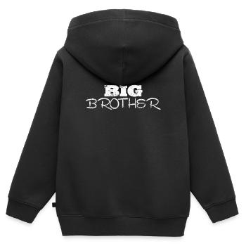 Grand frère Famille Maman - Sweat Premium à capuche zippé enfant bio - noir - Dos - AI Model Kid Male (0cm)