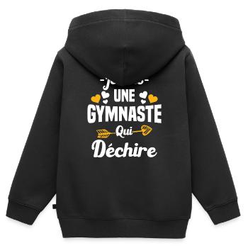 Je Suis Une Gymnaste Qui Déchire - Sweat Premium à capuche zippé enfant bio - noir - Dos - AI Model Kid Male (0cm)