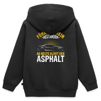 Führerschein Bestanden Ab Heute Glüht Der Asphalt - Kinder Premium Organic Zip Hoodie - Schwarz - Hinten - AI Model Kid Male (0cm)