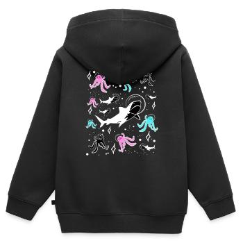 Weltraum - Meeresbesuch - Kinder Premium Organic Zip Hoodie - Schwarz - Hinten - AI Model Kid Male (0cm)