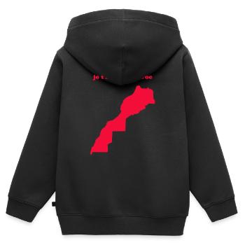 je t'aime le maroc - Sweat Premium à capuche zippé enfant bio - noir - Dos - AI Model Kid Male (0cm)