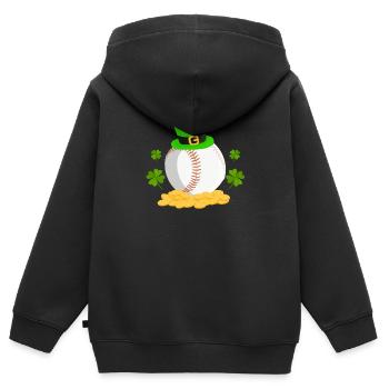 Lucky Baseball Leprechaun Hut Haufen Goldene Münze - Kinder Premium Organic Zip Hoodie - Schwarz - Hinten - AI Model Kid Male (0cm)