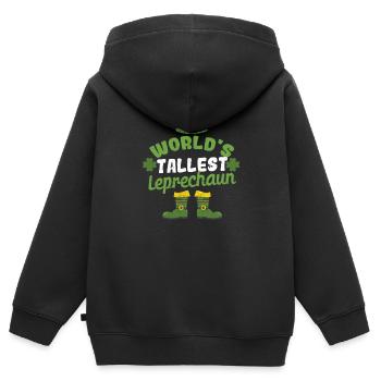 Fête de la Saint-Patrick irlandaise Trèfle le plus haut du monde - Sweat Premium à capuche zippé enfant bio - noir - Dos - AI Model Kid Male (0cm)