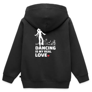 Ich Liebe Es Zu Tanzen - Kinder Premium Organic Zip Hoodie - Schwarz - Hinten - AI Model Kid Male (0cm)