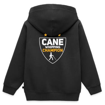 Champion de fouet de canne Cécité avec facultés affaiblies - Sweat Premium à capuche zippé enfant bio - noir - Dos - AI Model Kid Male (0cm)