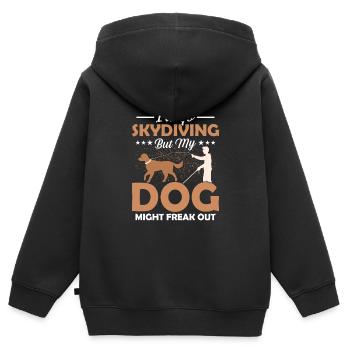 I'd Go Skydiving But My Dog Might Freak Out Impair - Kinder Premium Organic Zip Hoodie - Schwarz - Hinten - AI Model Kid Male (0cm)
