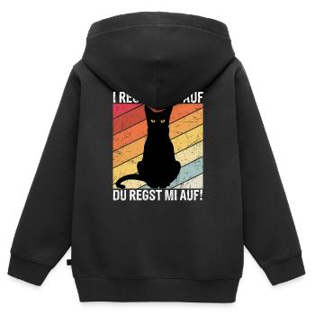 I reg mi ned auf du regst mi auf schwarze Katzen D - Kinder Premium Organic Zip Hoodie - Schwarz - Hinten - AI Model Kid Male (0cm)