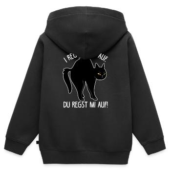 I reg mi ned auf du regst mi auf schwarze Katzen D - Kinder Premium Organic Zip Hoodie - Schwarz - Hinten - AI Model Kid Male (0cm)