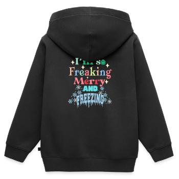 Mir ist so kalt Winter Hass lustiger Spruch Kälte - Kinder Premium Organic Zip Hoodie - Schwarz - Hinten - AI Model Kid Male (0cm)