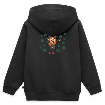 Leprechaun Football américain Saint-Patrick - Sweat Premium à capuche zippé enfant bio - noir - Dos - AI Model Kid Male (0cm)