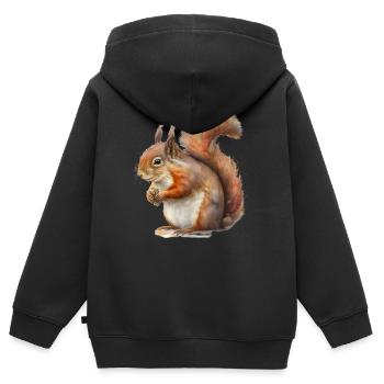 Eich-Hörnchen, lustige Baummaus - Kinder Premium Organic Zip Hoodie - Schwarz - Hinten - AI Model Kid Male (0cm)