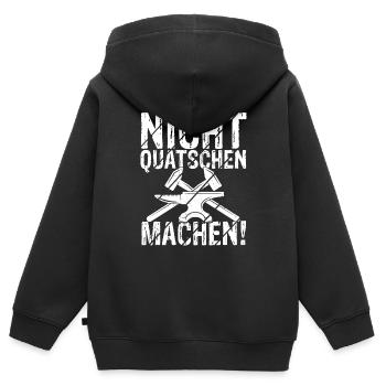 Nicht Quatschen Machen - Spruch Lustig Maurer Gese - Kinder Premium Organic Zip Hoodie - Schwarz - Hinten - AI Model Kid Male (0cm)