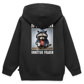 Du stellst gern unnötige Fragen - Kinder Premium Organic Zip Hoodie - Schwarz - Hinten - AI Model Kid Male (0cm)