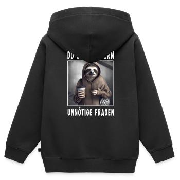 Du stellst gern unnötige Fragen - Kinder Premium Organic Zip Hoodie - Schwarz - Hinten - AI Model Kid Male (0cm)
