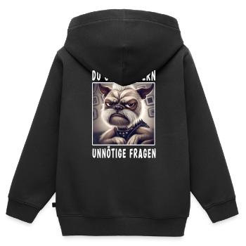 Du stellst gern unnötige Fragen - Kinder Premium Organic Zip Hoodie - Schwarz - Hinten - AI Model Kid Male (0cm)