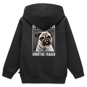 Du stellst gern unnötige Fragen - Kinder Premium Organic Zip Hoodie - Schwarz - Hinten - AI Model Kid Male (0cm)