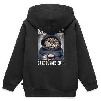 Guten Morgen ganz dünnes Eis - Kinder Premium Organic Zip Hoodie - Schwarz - Hinten - AI Model Kid Male (0cm)