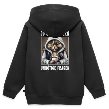 Du stellst gern unnötige Fragen - Kinder Premium Organic Zip Hoodie - Schwarz - Hinten - AI Model Kid Male (0cm)