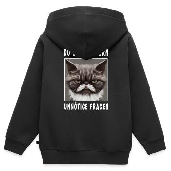 Du stellst gern unnötige Fragen - Kinder Premium Organic Zip Hoodie - Schwarz - Hinten - AI Model Kid Male (0cm)