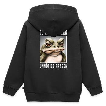 Du stellst gern unnötige Fragen - Kinder Premium Organic Zip Hoodie - Schwarz - Hinten - AI Model Kid Male (0cm)