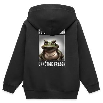 Du stellst gern unnötige Fragen - Kinder Premium Organic Zip Hoodie - Schwarz - Hinten - AI Model Kid Male (0cm)
