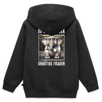 Du stellst gern unnötige Fragen - Kinder Premium Organic Zip Hoodie - Schwarz - Hinten - AI Model Kid Male (0cm)